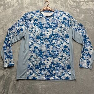 Huk Performance Fishing Shirt Mens Large Blue Water Camo Long Sleeve UPF